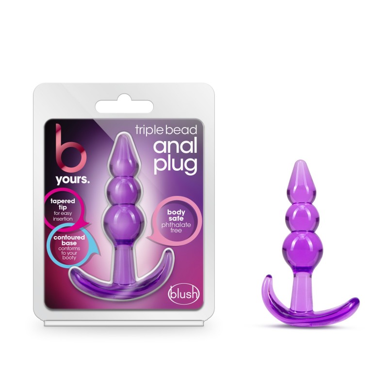 B Yours Anal Plug - Triple Bead - Purple